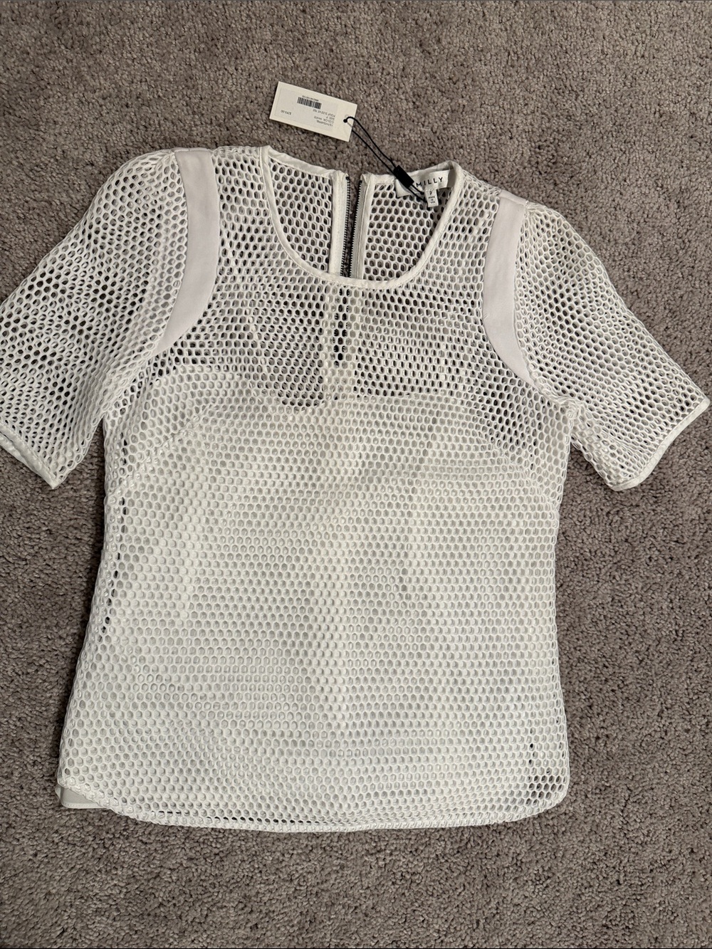MILLY White Pouf SleeveTee Sz P